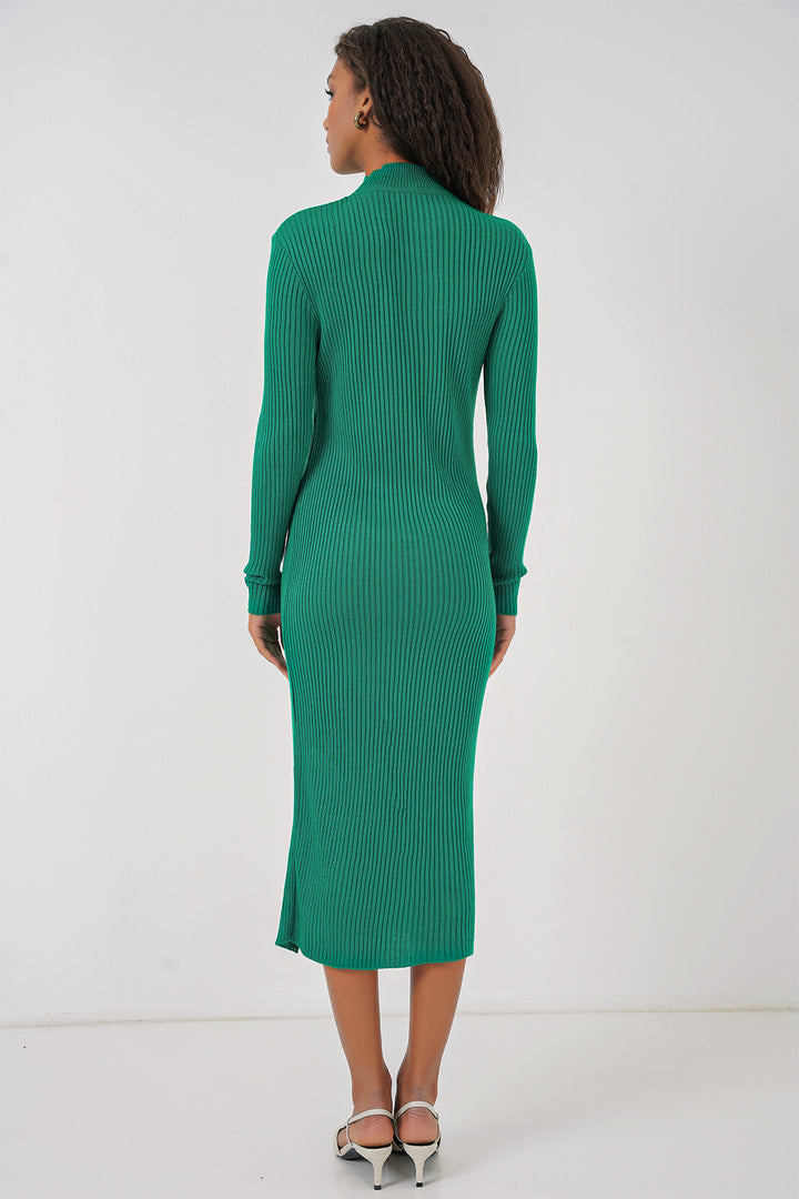Bigdart Robe en tricot fendue 15828 - Vert
