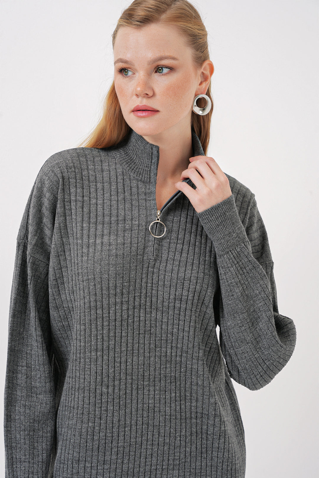Bigdart 15839 Robe Tricotée Longue - Anthracite