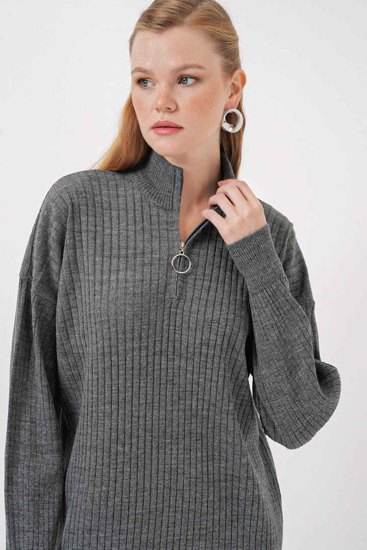 Bigdart 15839 Robe Tricotée Longue - Anthracite