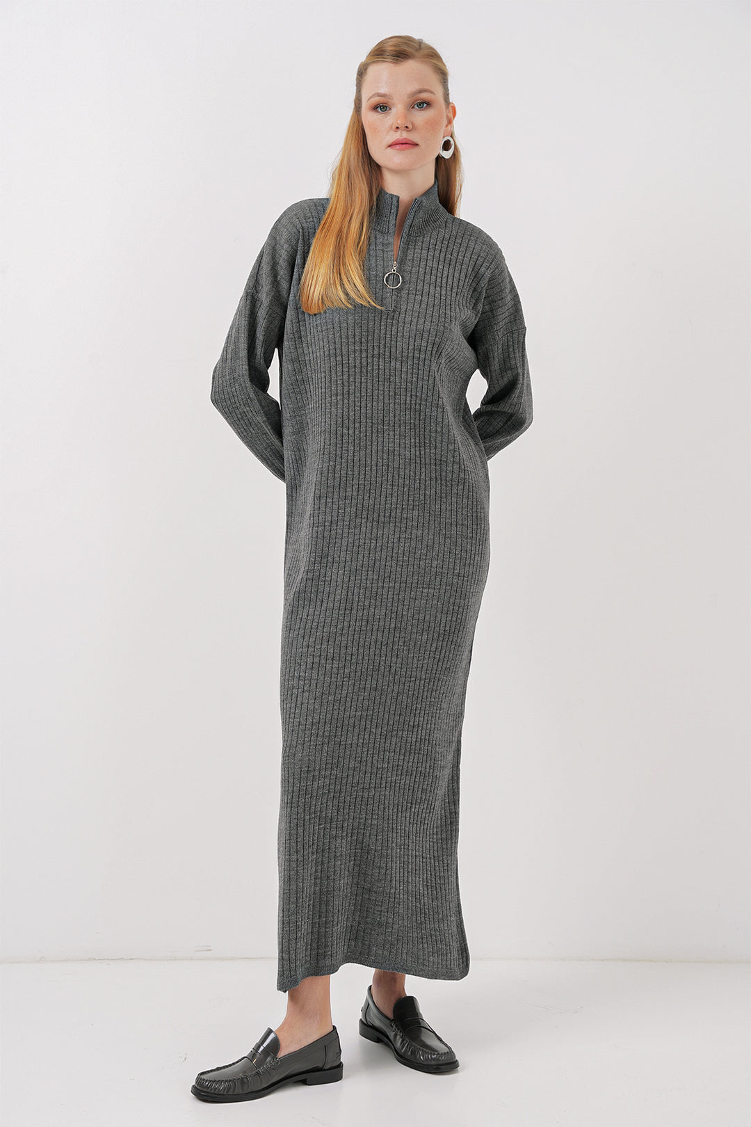 Bigdart 15839 Robe Tricotée Longue - Anthracite