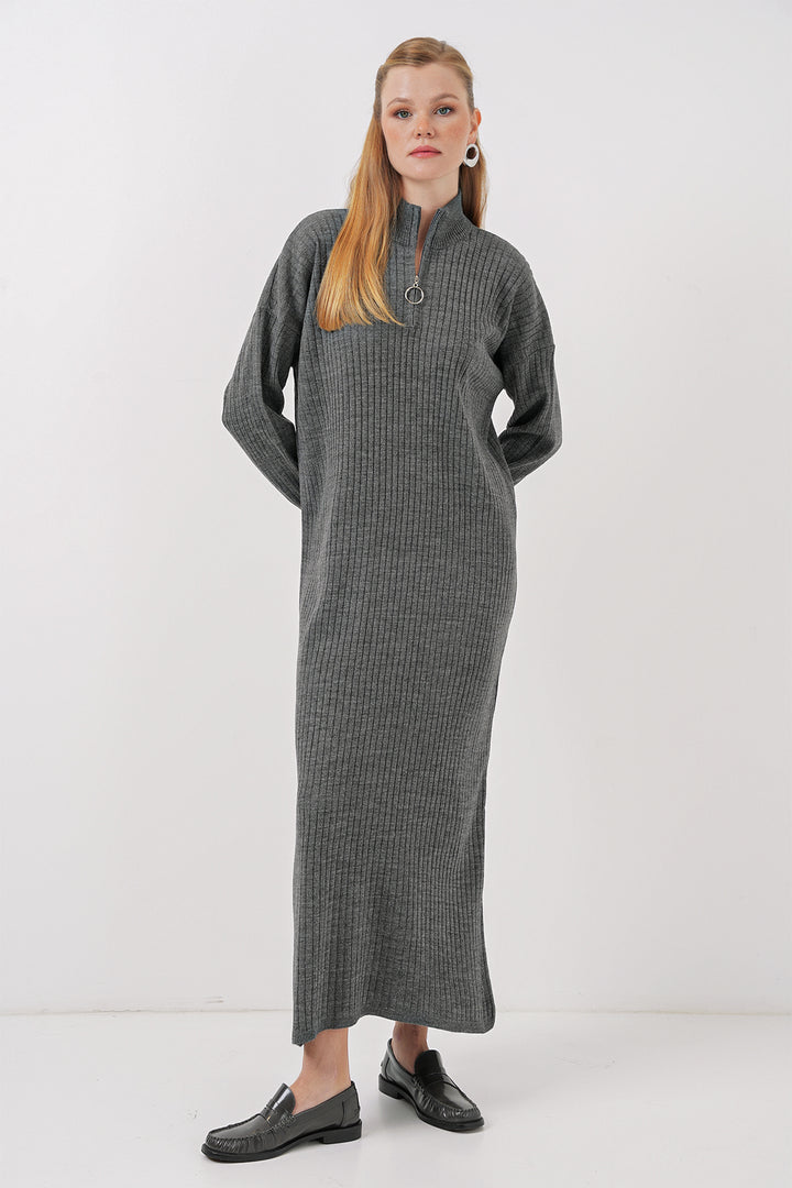Bigdart 15839 Robe Tricotée Longue - Anthracite