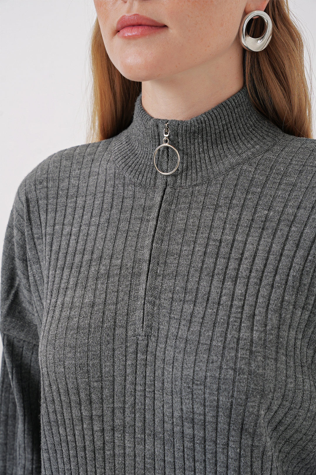 Bigdart 15839 Robe Tricotée Longue - Anthracite