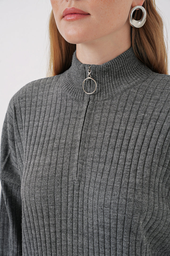 Bigdart 15839 Robe Tricotée Longue - Anthracite