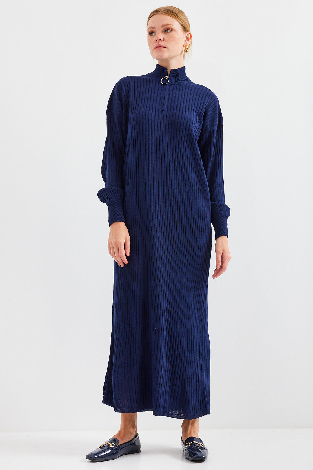 Bigdart 15839 Robe Tricot Longue - Bleu marine
