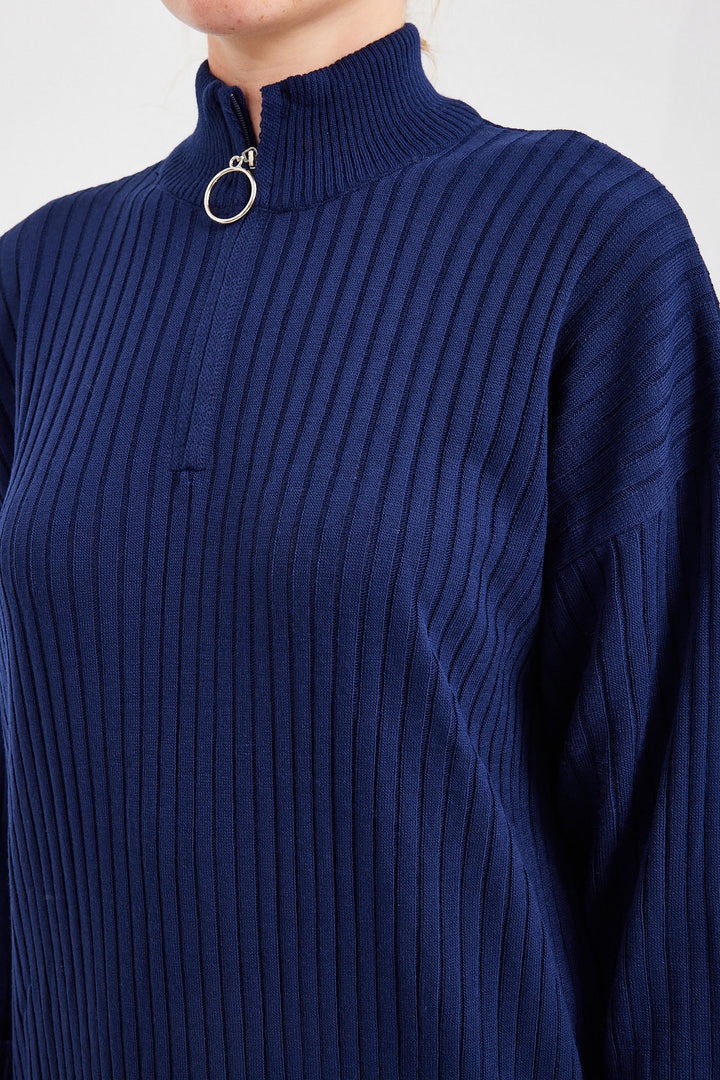 Bigdart 15839 Robe Tricot Longue - Bleu marine