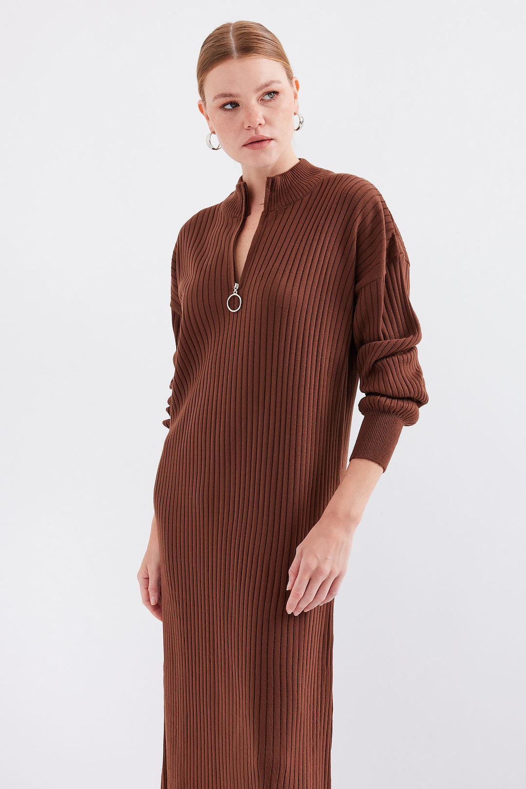 Bigdart 15839 Robe Tricot Longue - Marron