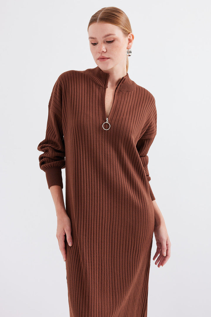 Bigdart 15839 Robe Tricot Longue - Marron