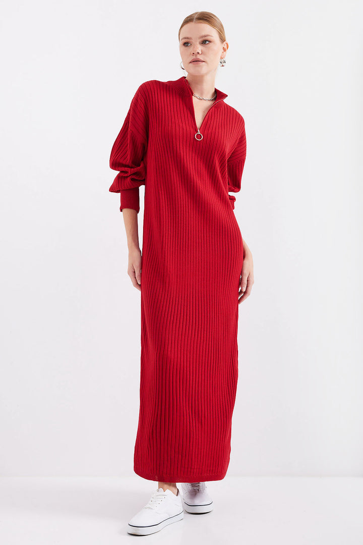 Bigdart 15839 Robe Tricot Longue - Rouge