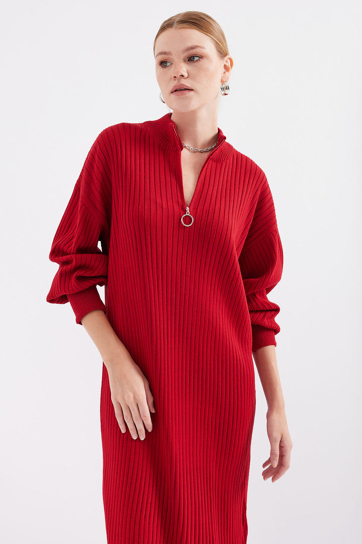 Bigdart 15839 Robe Tricot Longue - Rouge