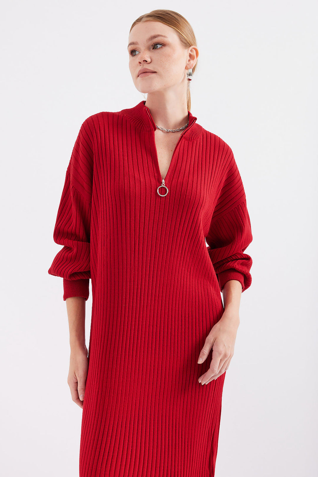 Bigdart 15839 Robe Tricot Longue - Rouge