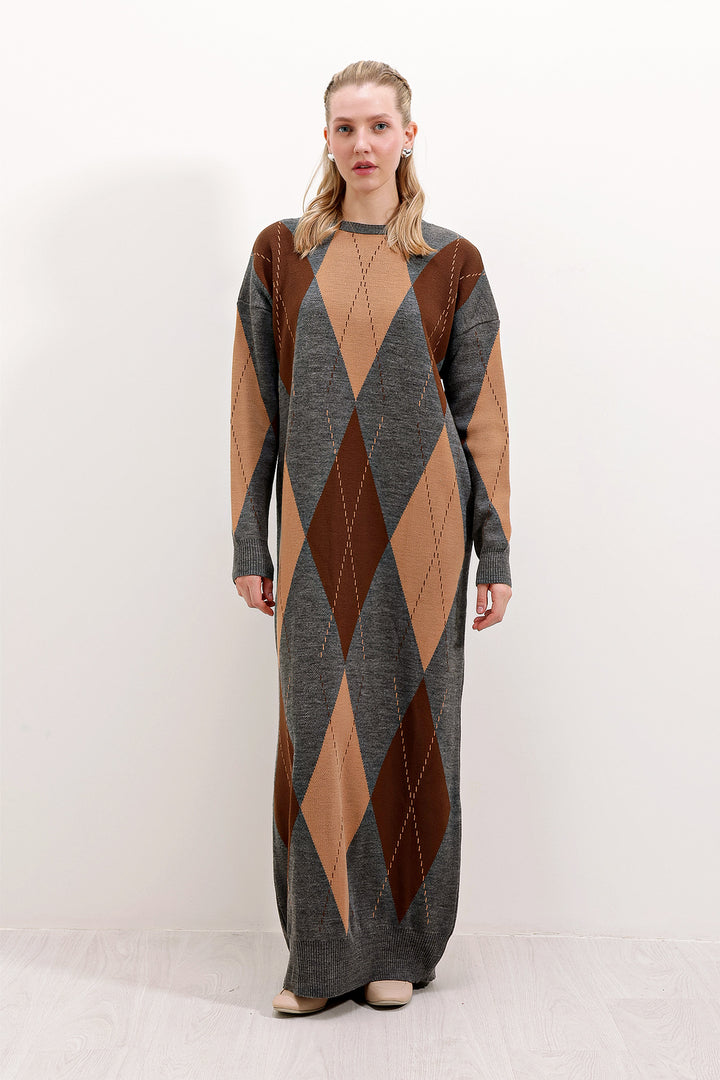 Bigdart 15861 Robe en tricot longue - Gris
