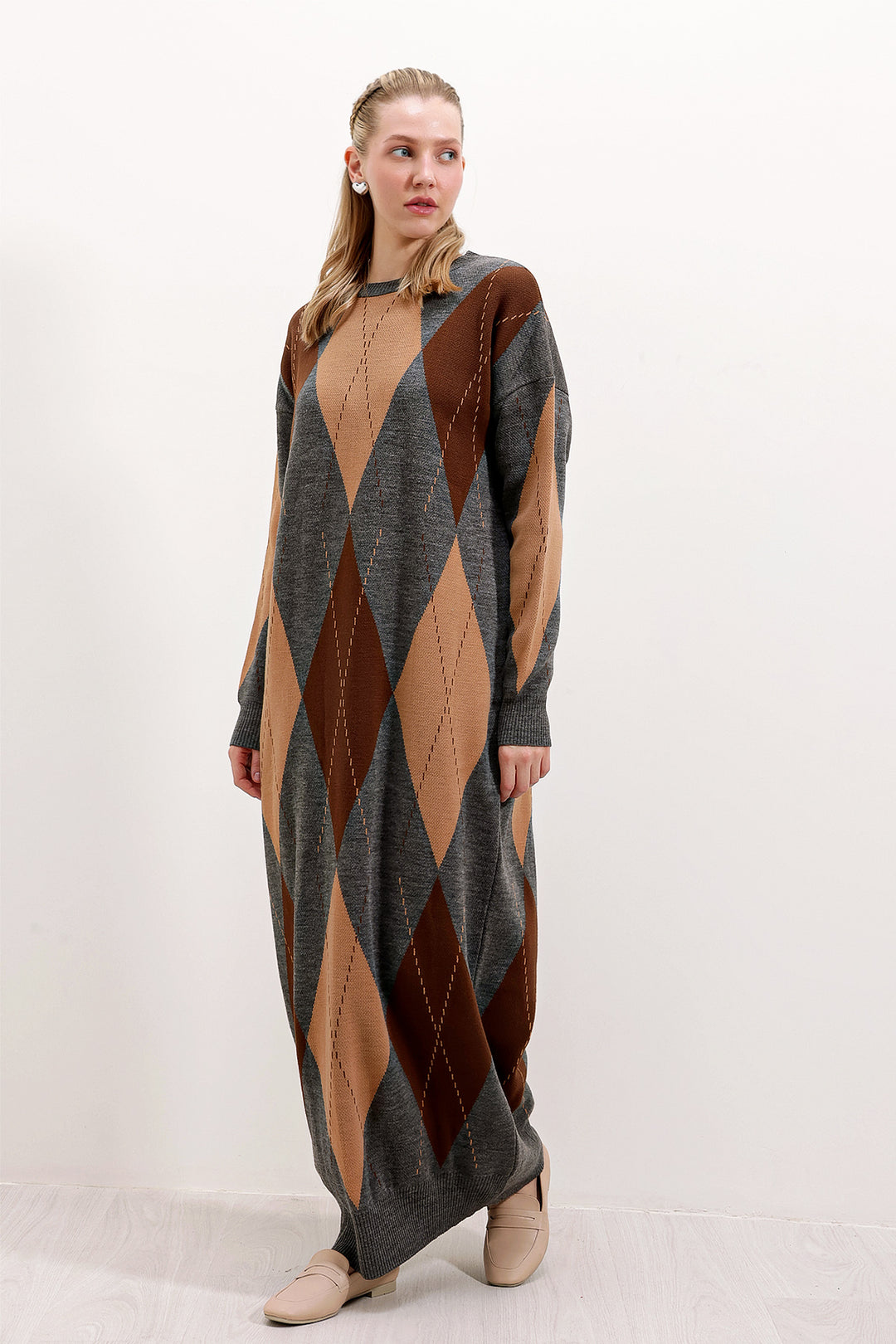 Bigdart 15861 Robe en tricot longue - Gris