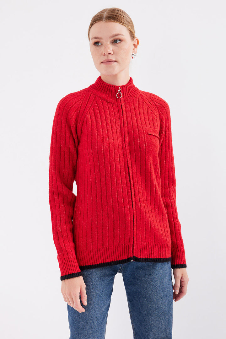 Bigdart 15863 Gilet Tricot Zippé - Rouge