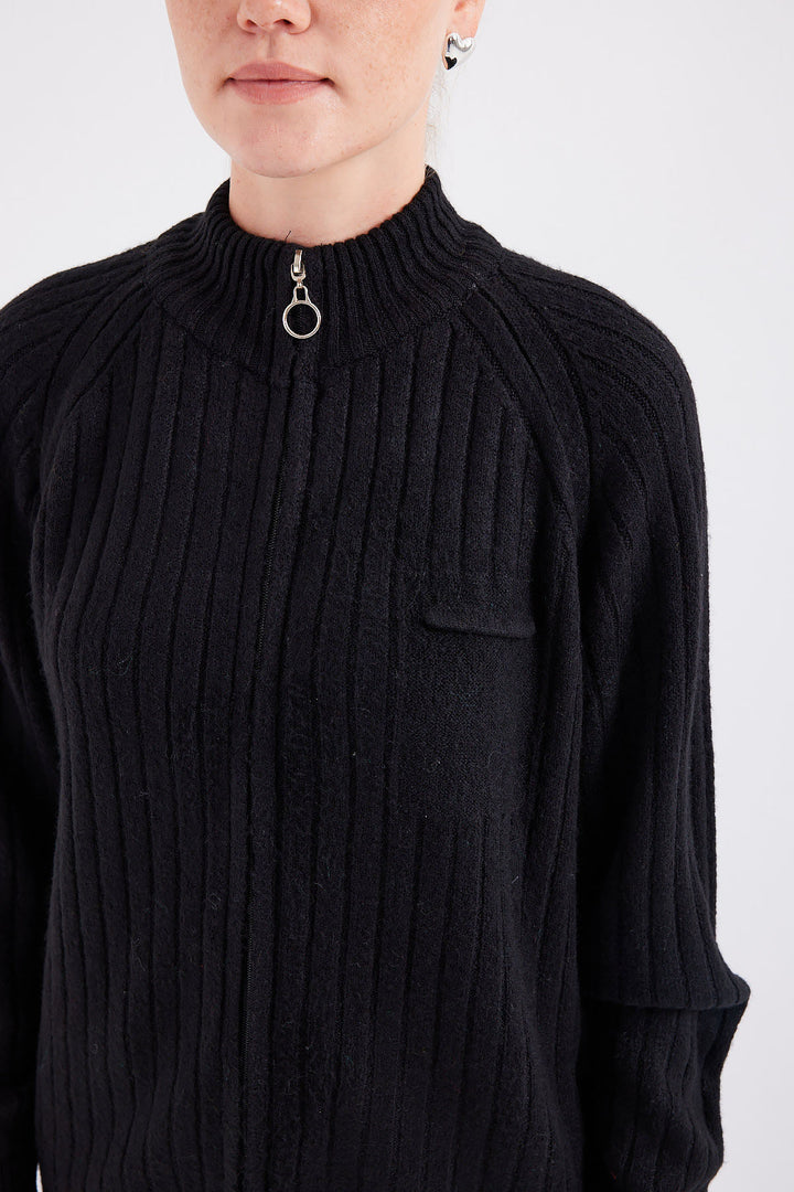 Bigdart Gilet en tricot zippé 15863 - Noir