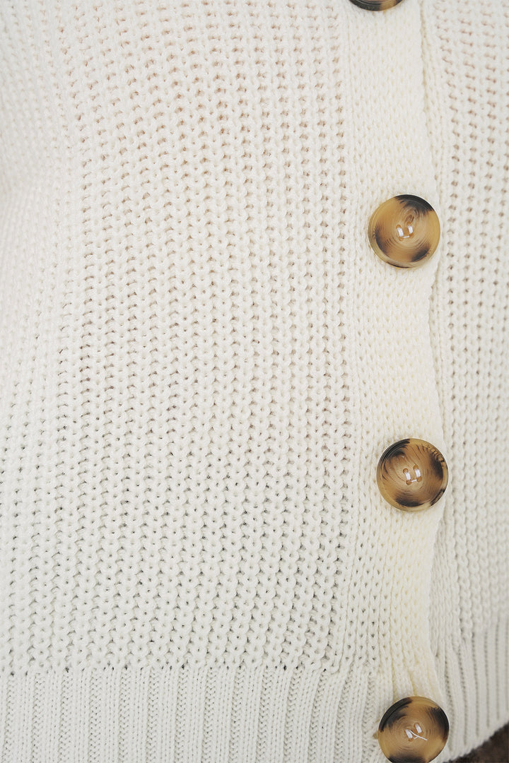 Bigdart 15881 Gilet tricoté court à boutons - Écru