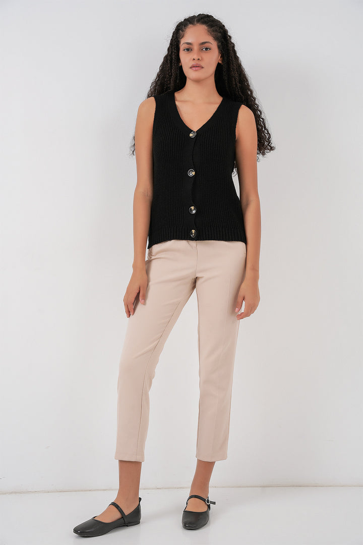 Bigdart 15881 Gilet tricoté court à boutons - Noir