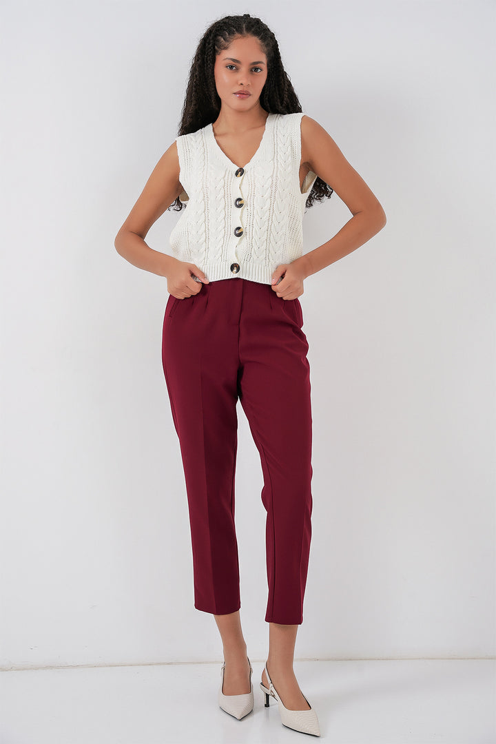 Bigdart 15882 Gilet tricoté court à boutons - Blanc