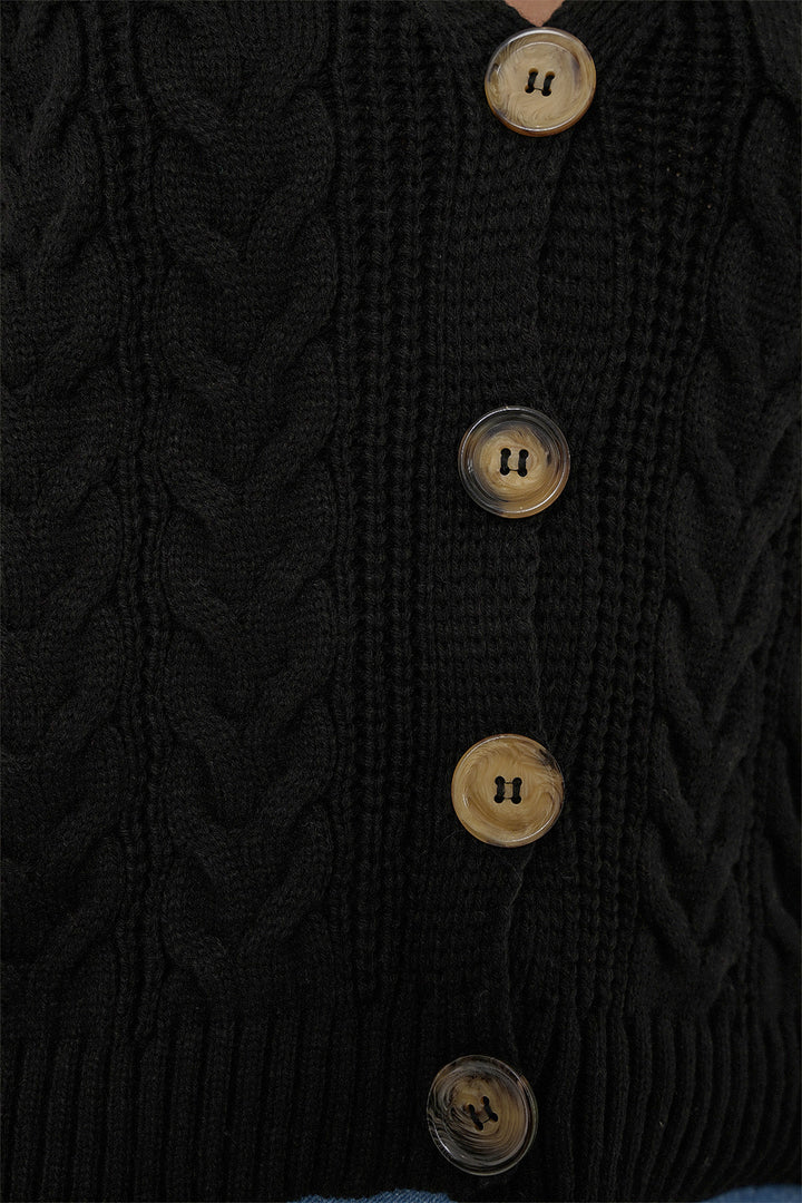 Bigdart 15882 Gilet tricoté court à boutons - Noir
