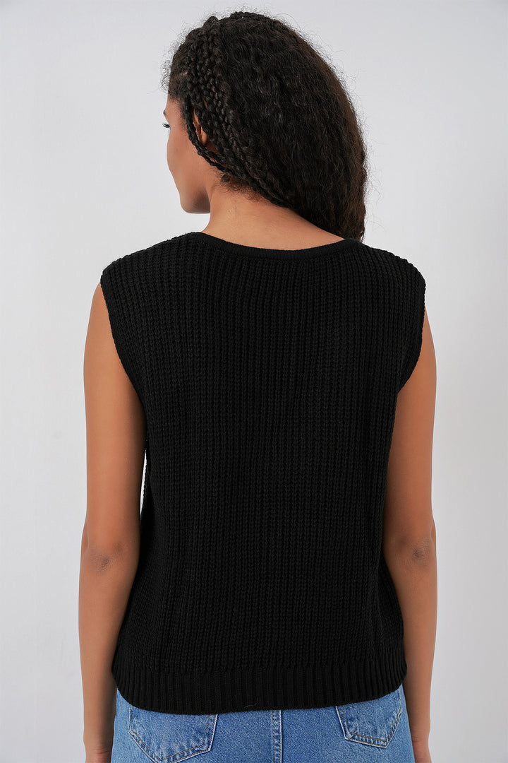Bigdart 15882 Gilet tricoté court à boutons - Noir
