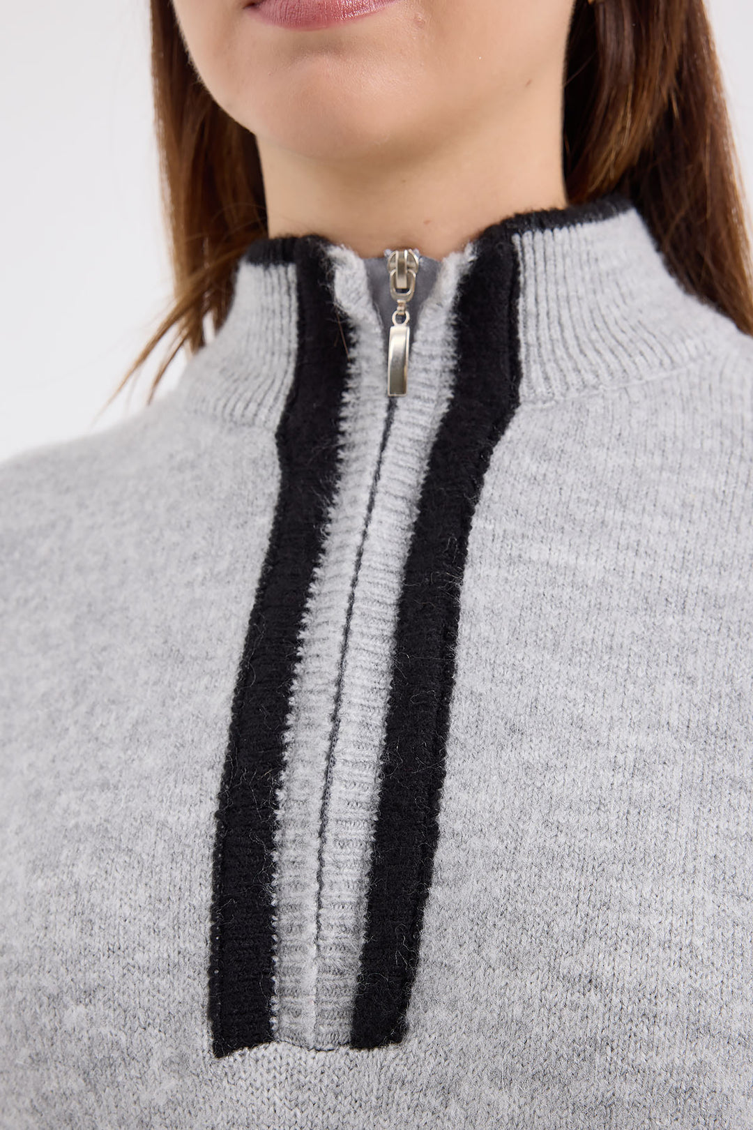 Bigdart 15888 Pull oversize zippé - Gris