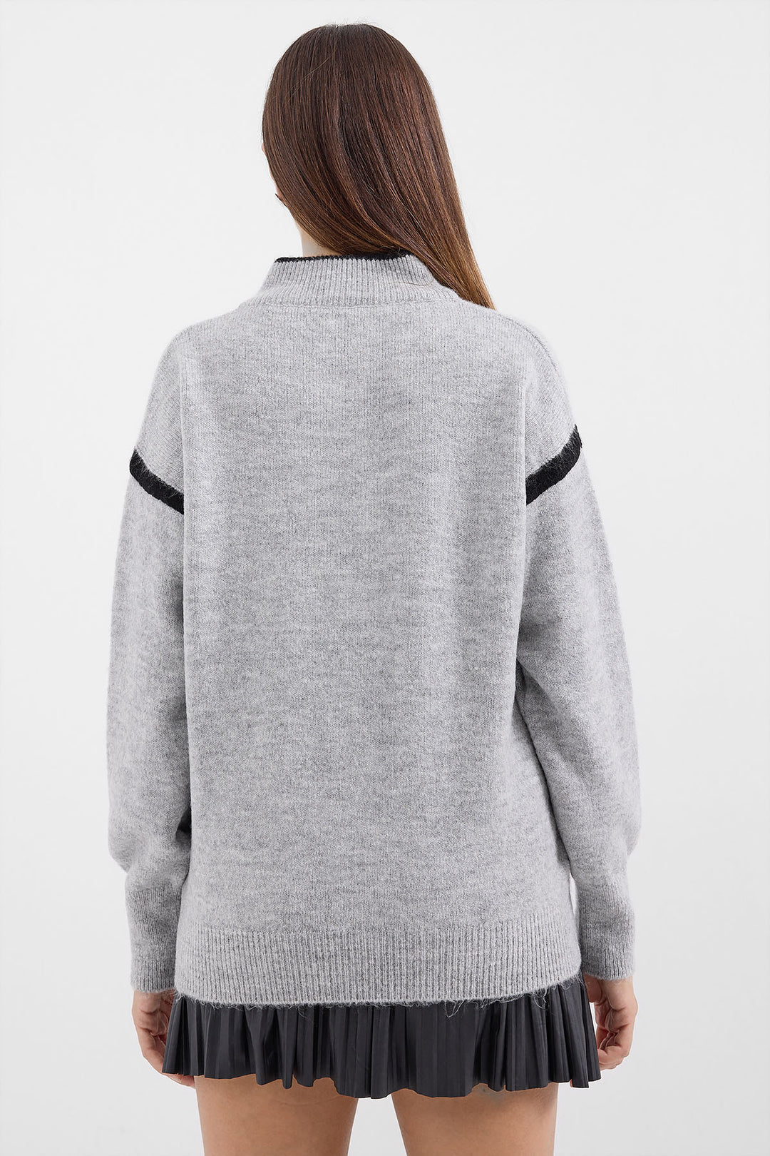 Bigdart 15888 Pull oversize zippé - Gris