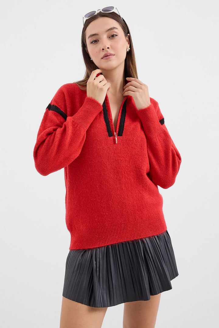 Bigdart 15888 Pull Oversize à Fermeture Éclair - Rouge