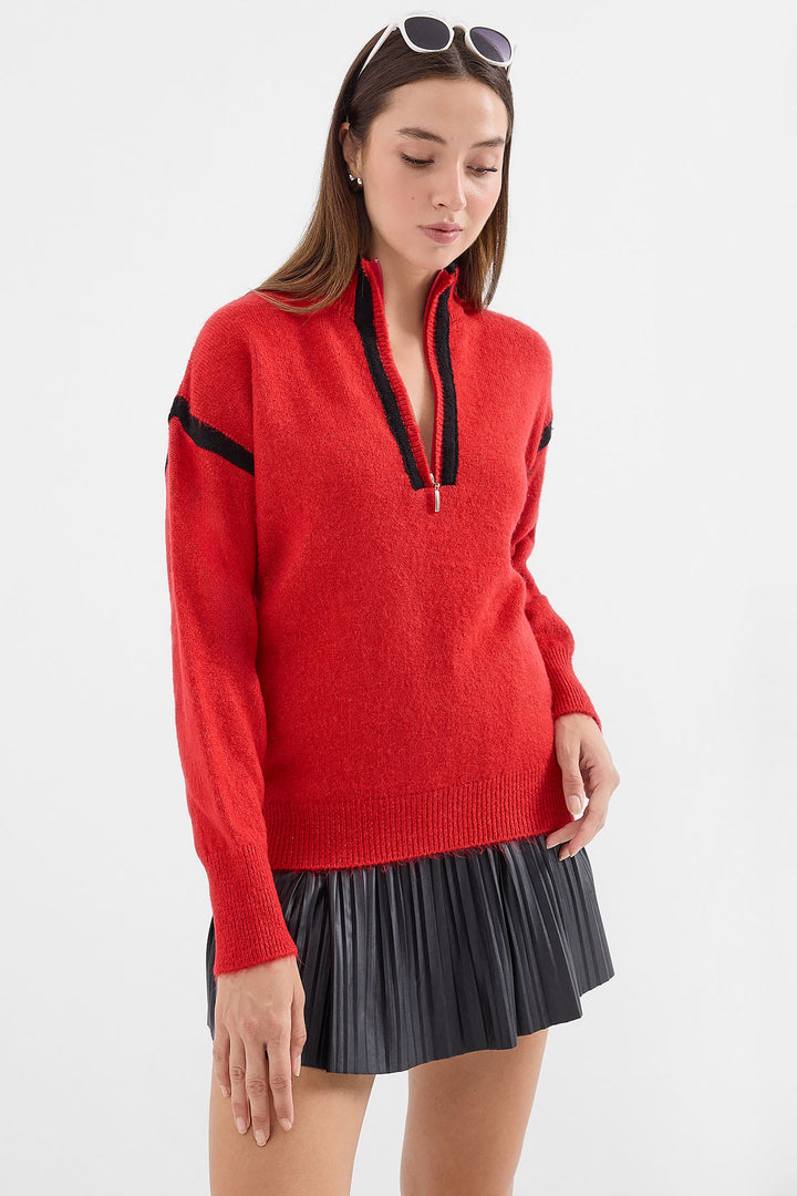 Bigdart 15888 Pull Oversize à Fermeture Éclair - Rouge