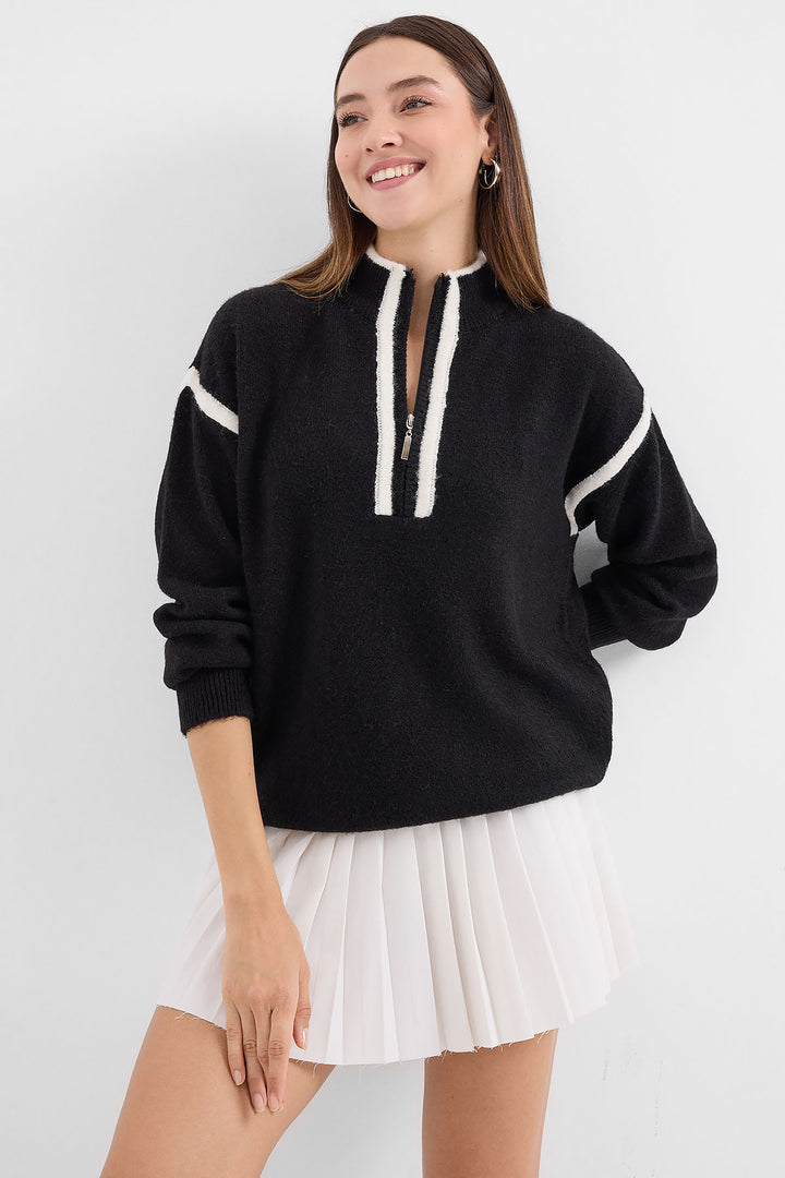 Bigdart Pull Oversize à Fermeture Éclair 15888 - Noir