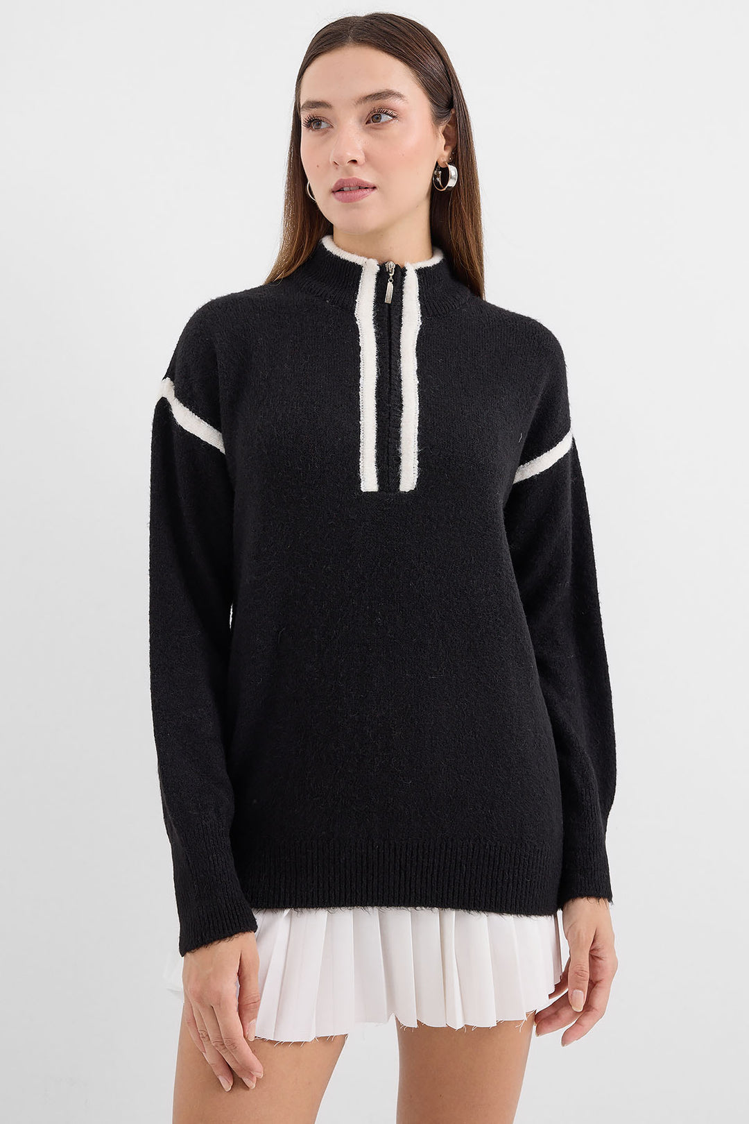 Bigdart Pull Oversize à Fermeture Éclair 15888 - Noir