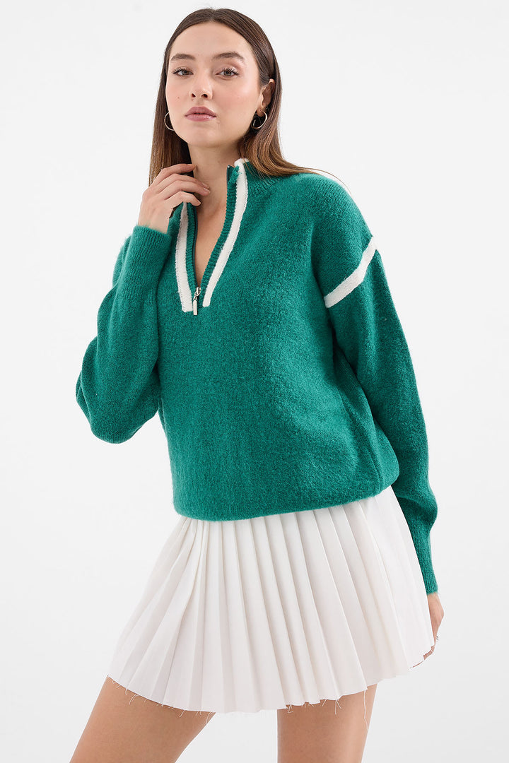 Bigdart 15888 Pull Oversize à Fermeture Éclair - Vert