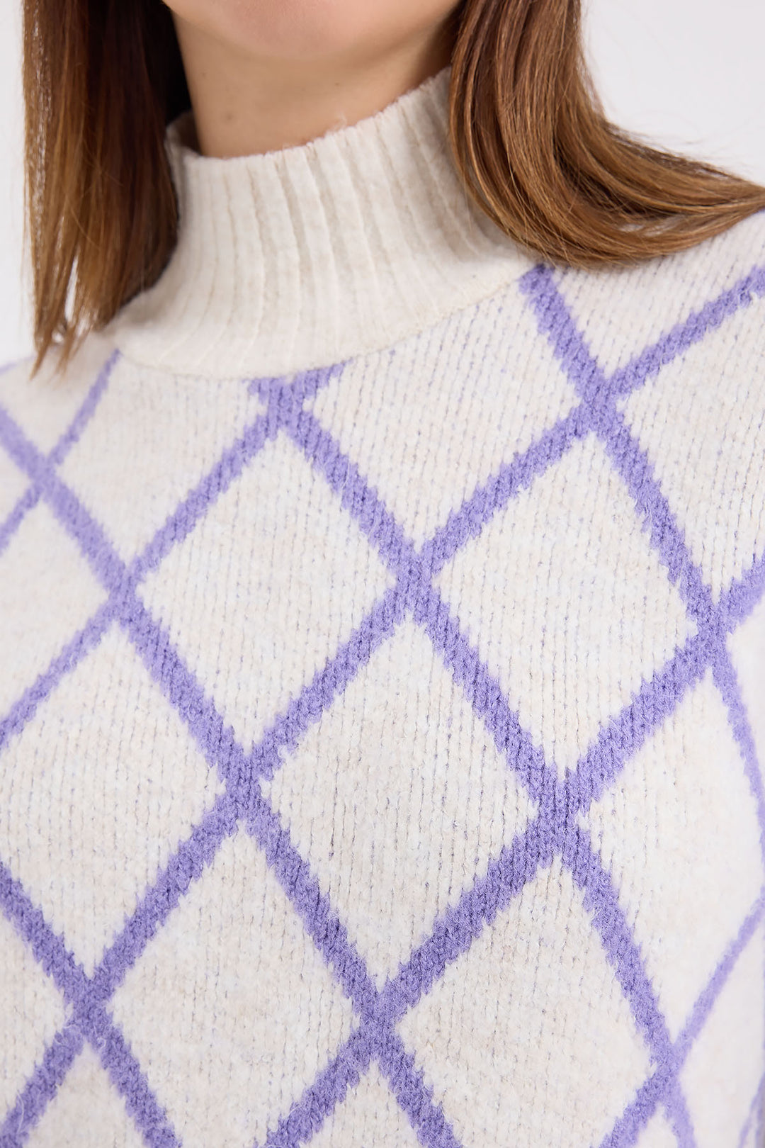 Bigdart 15889 Pull en tricot oversize col roulé - Lilas