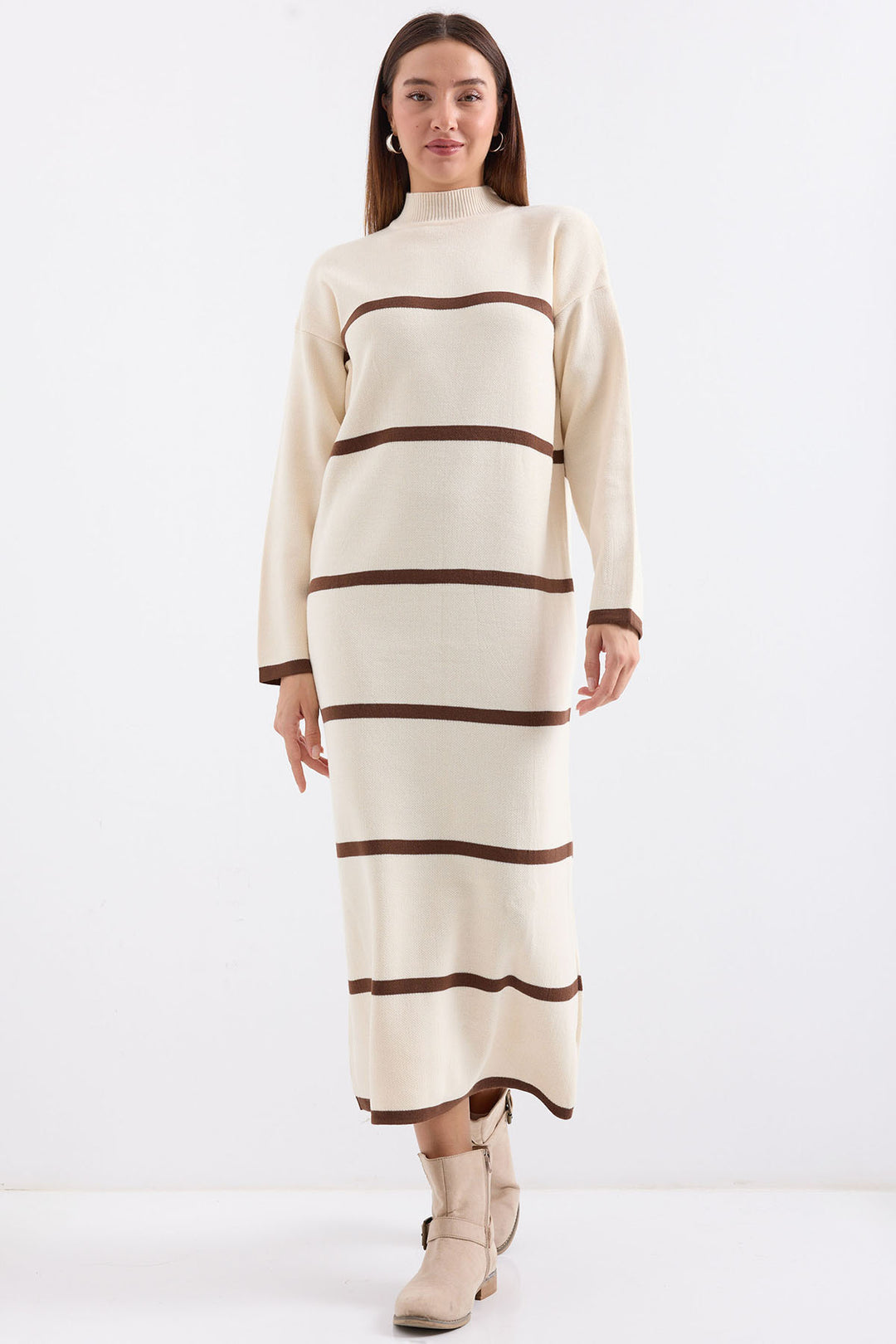 Bigdart 15890 Robe Tricot Longue - Crème