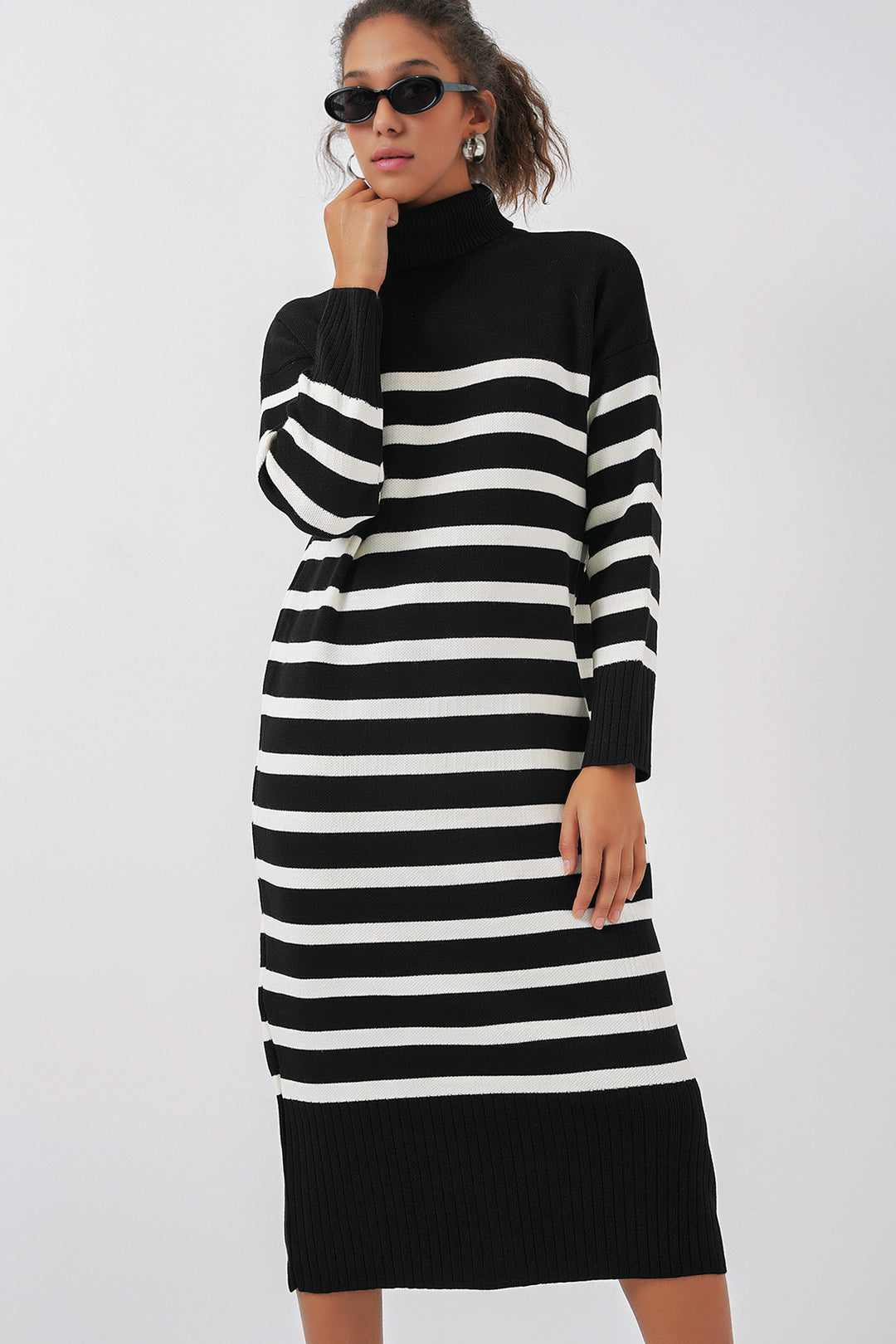 Bigdart 15890 Robe en tricot longue - A.Noir