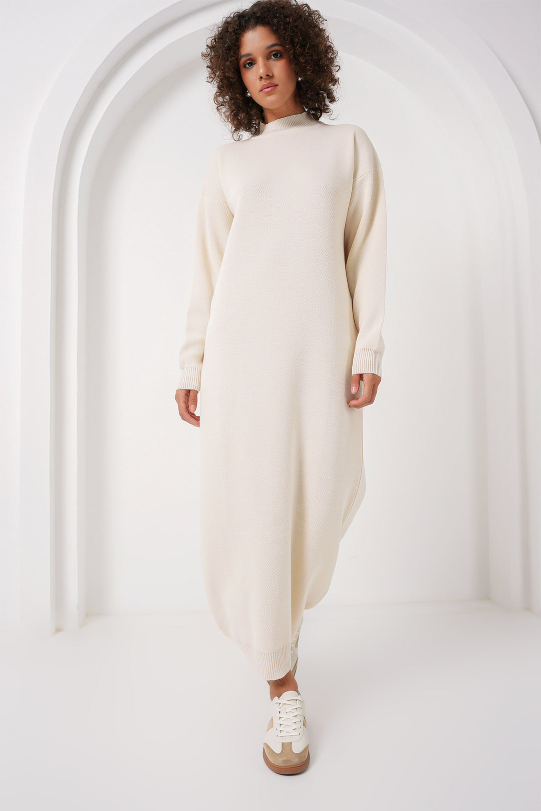Bigdart 15890 Robe Longue en Tricot - Crème Foncé