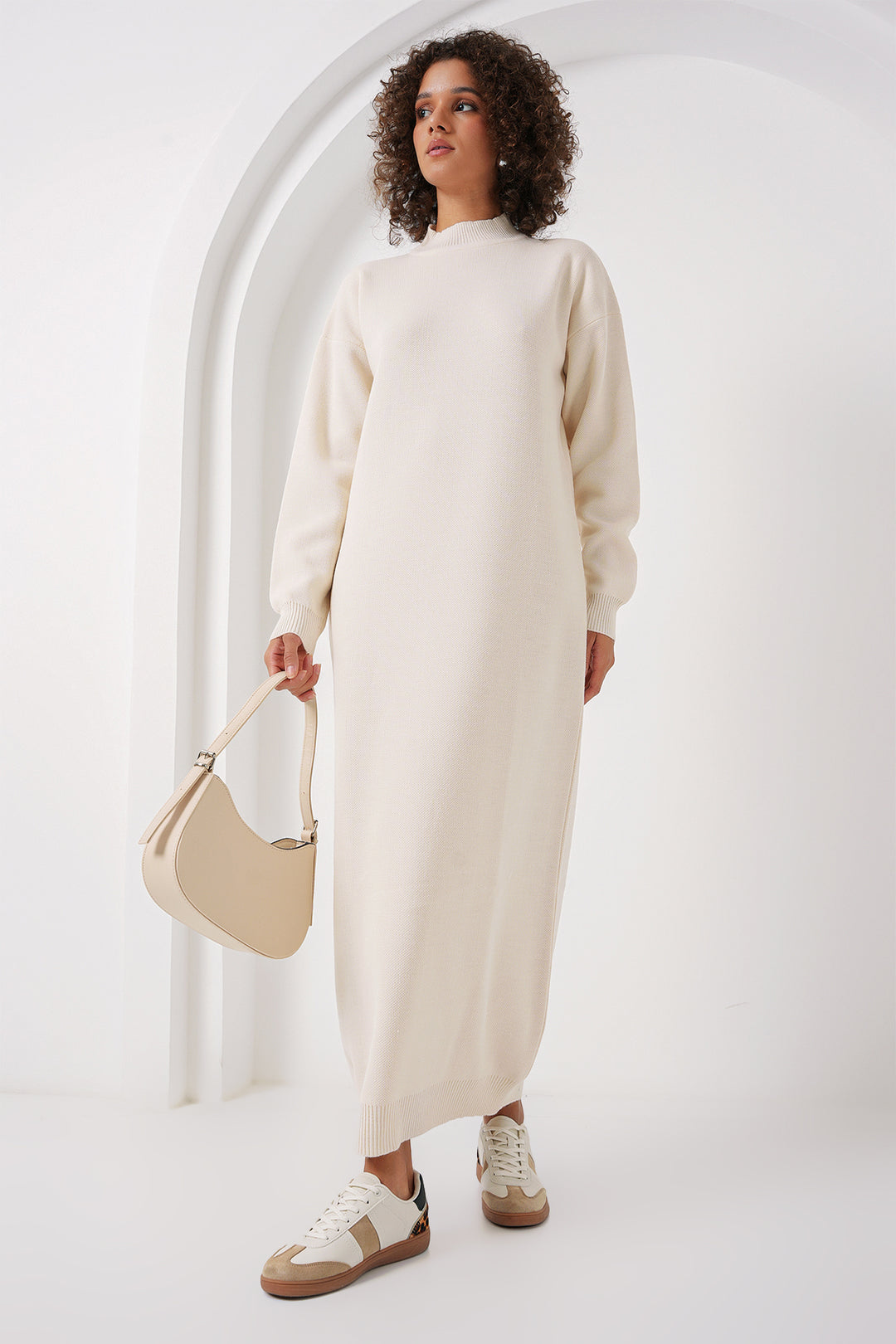 Bigdart 15890 Robe Longue en Tricot - Crème Foncé