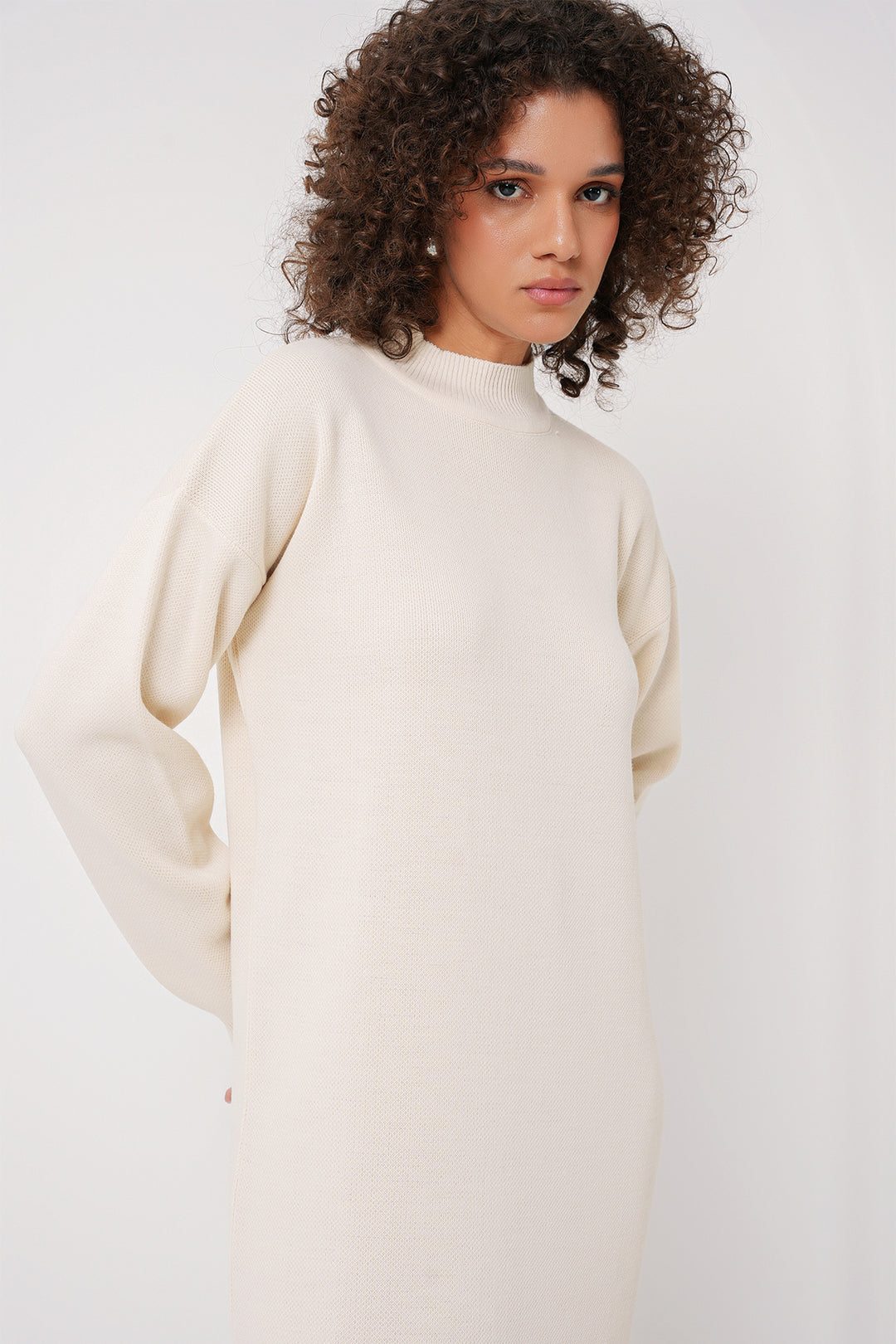 Bigdart 15890 Robe Longue en Tricot - Crème Foncé