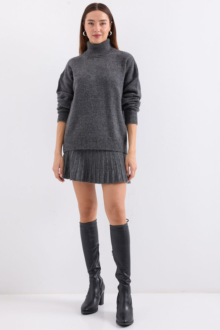 Bigdart 15891 Ensemble tricot jupe pull - Anthracite
