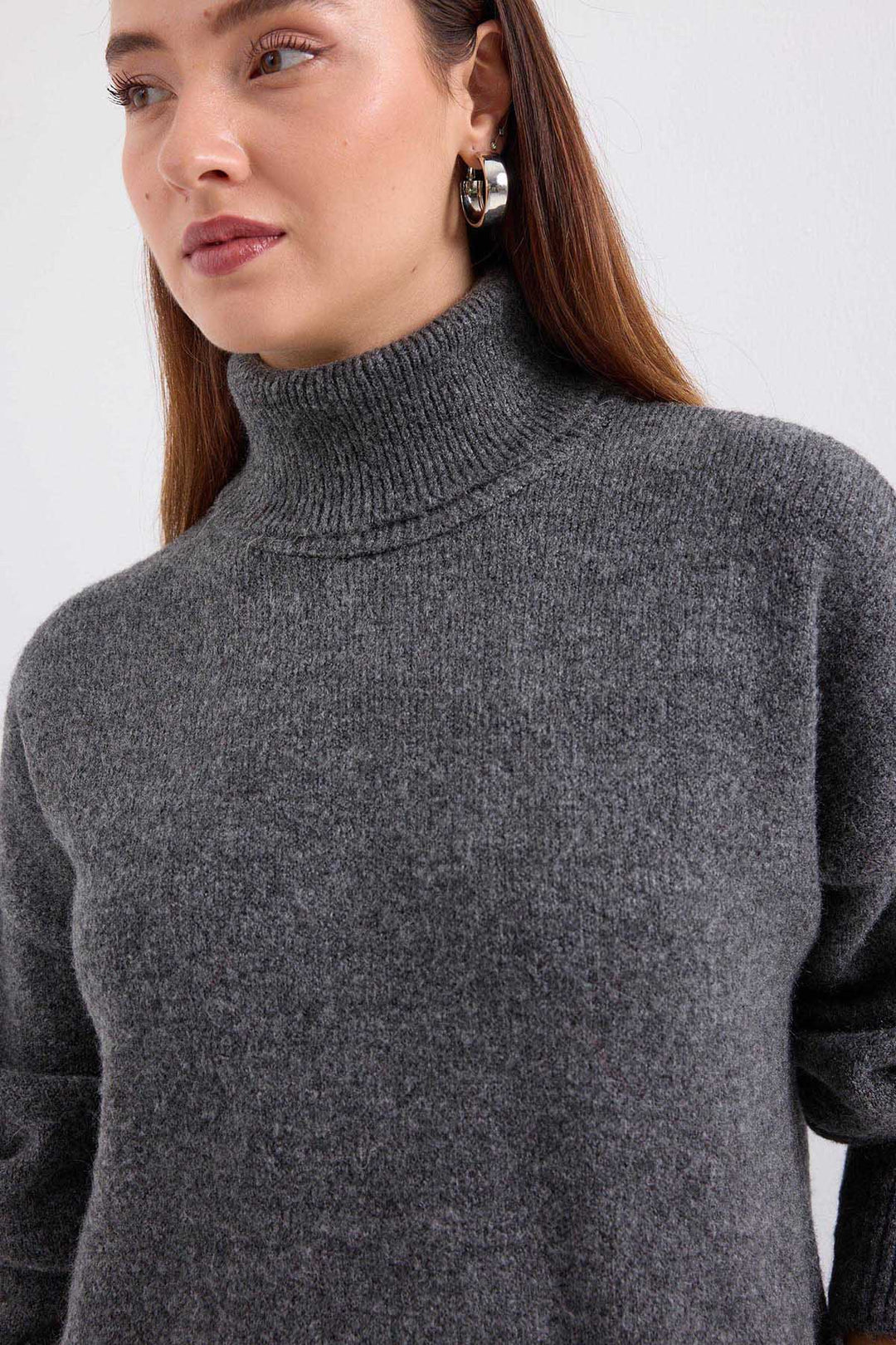 Bigdart 15891 Ensemble tricot jupe pull - Anthracite