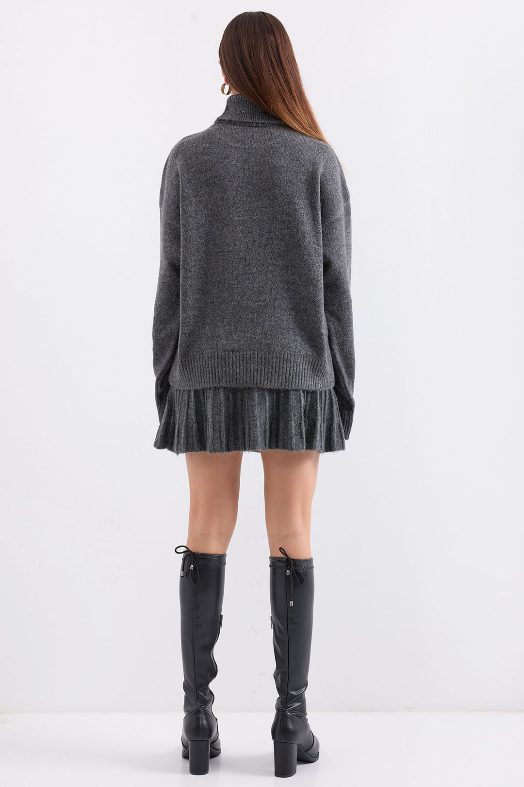 Bigdart 15891 Ensemble tricot jupe pull - Anthracite