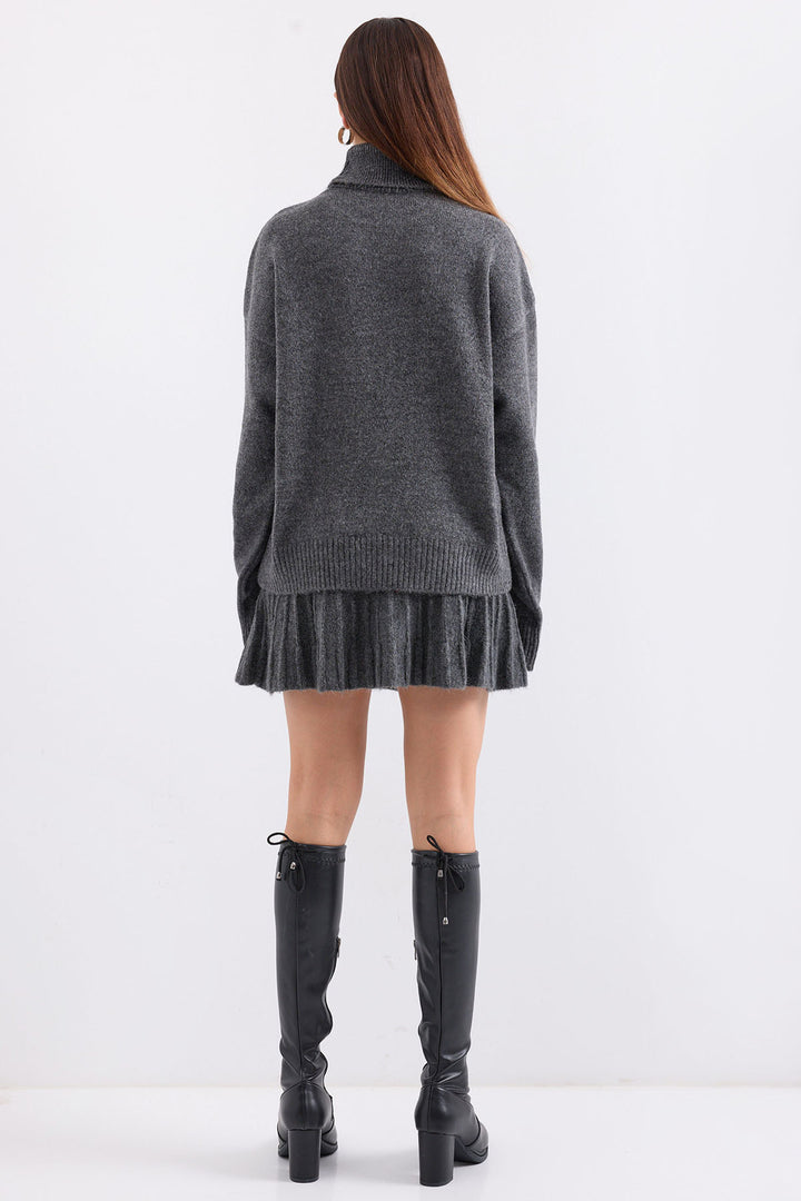 Bigdart 15891 Ensemble tricot jupe pull - Anthracite