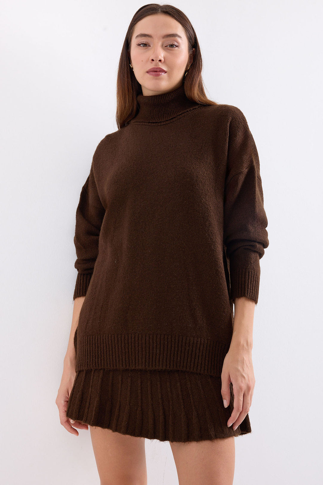 Bigdart 15891 Ensemble tricot jupe pull - Marron