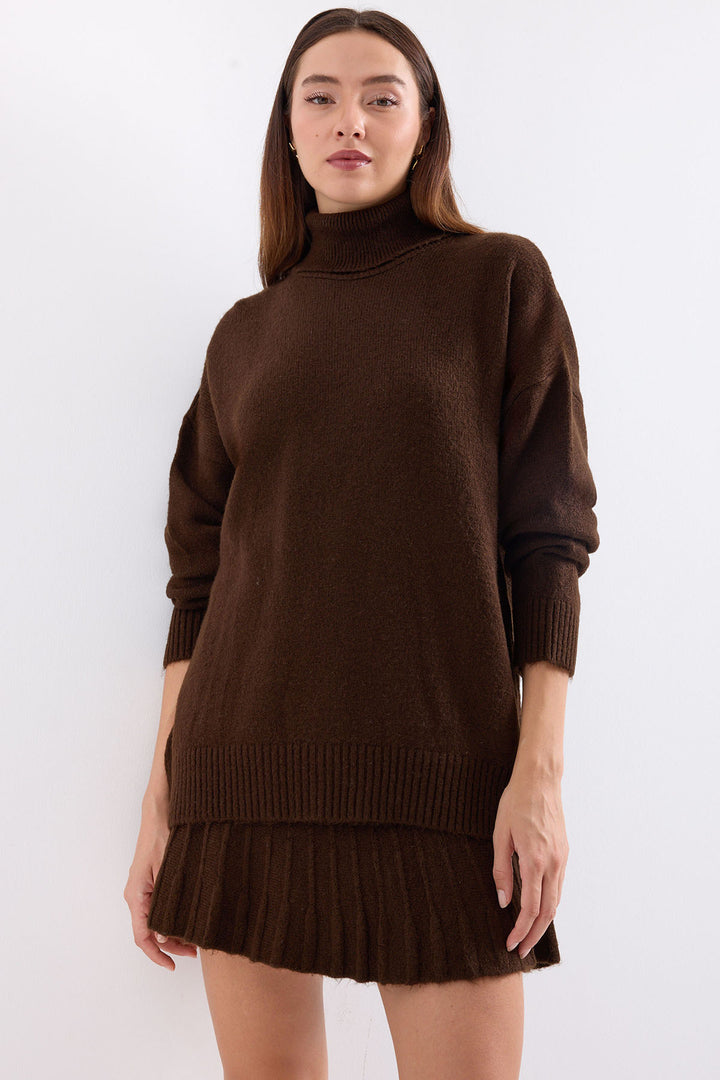 Bigdart 15891 Ensemble tricot jupe pull - Marron