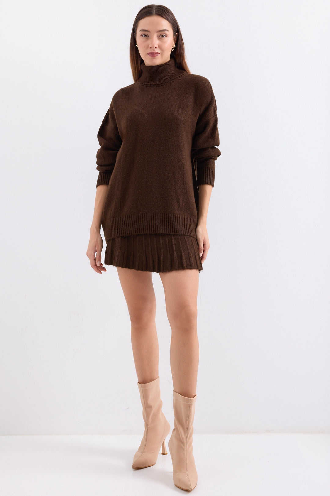 Bigdart 15891 Ensemble tricot jupe pull - Marron