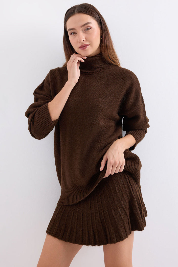 Bigdart 15891 Ensemble tricot jupe pull - Marron