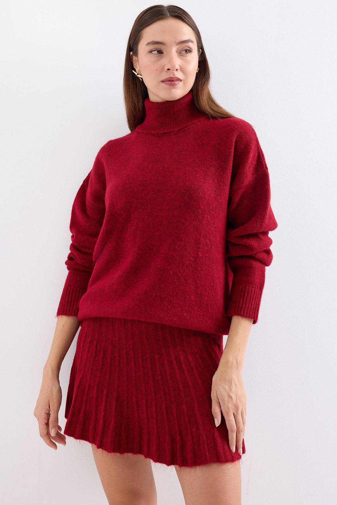 Bigdart 15891 Ensemble tricot jupe pull - Rouge