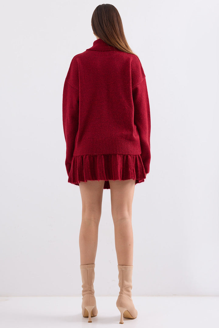 Bigdart 15891 Ensemble tricot jupe pull - Rouge