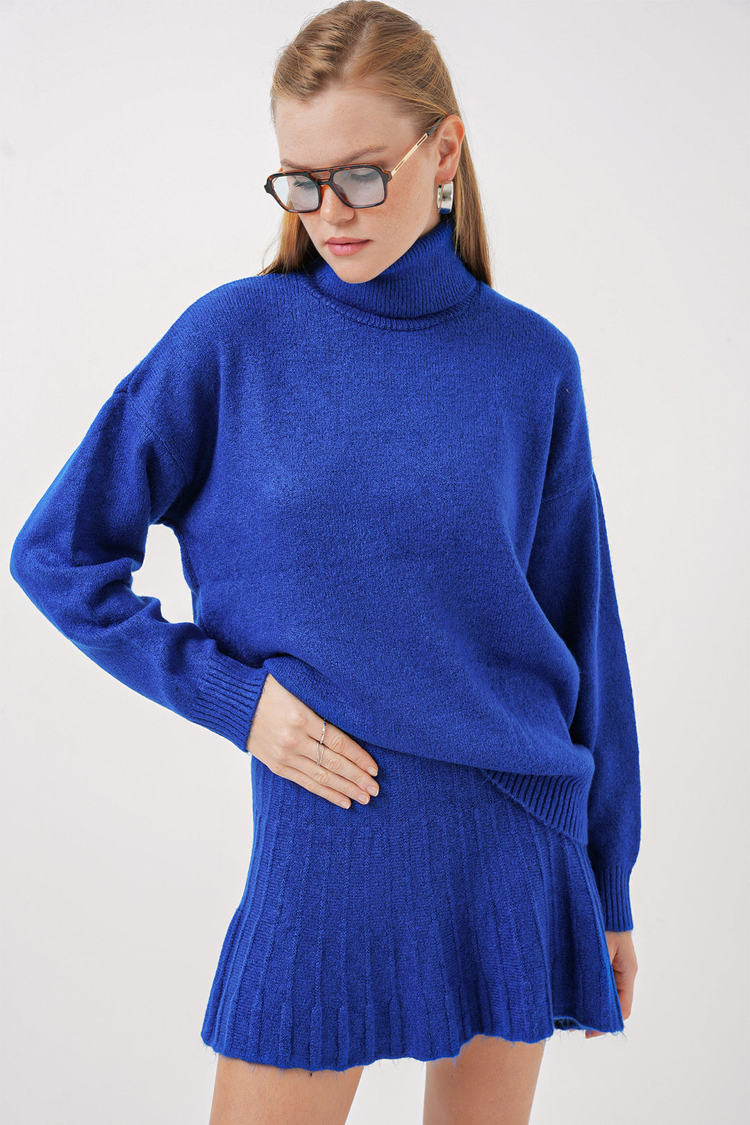Bigdart 15891 Ensemble de tricot avec jupe - Bleu roi
