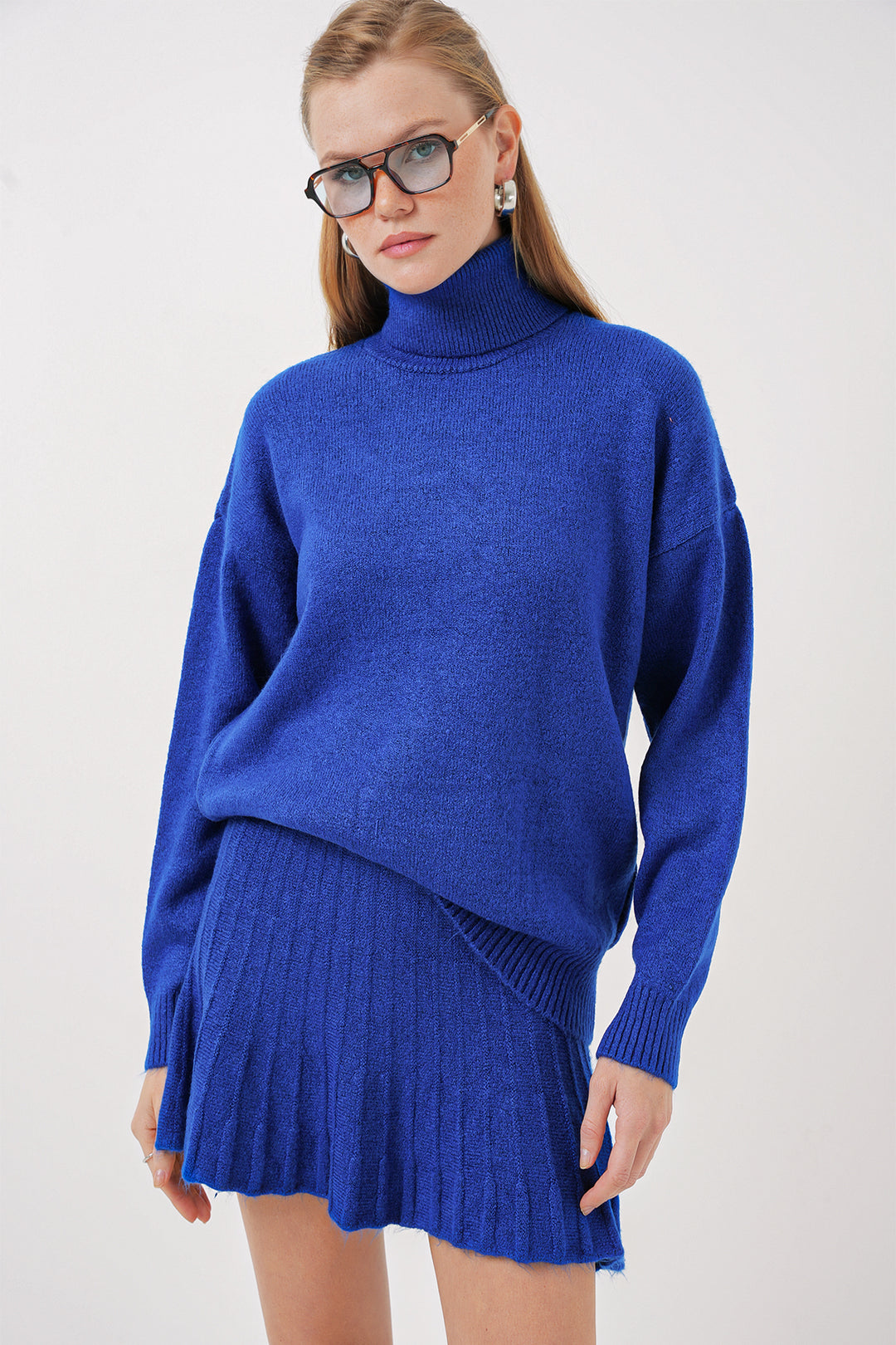 Bigdart 15891 Ensemble de tricot avec jupe - Bleu roi
