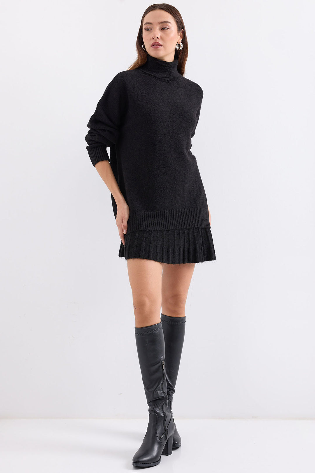 Bigdart 15891 Ensemble tricot jupe pull - Noir