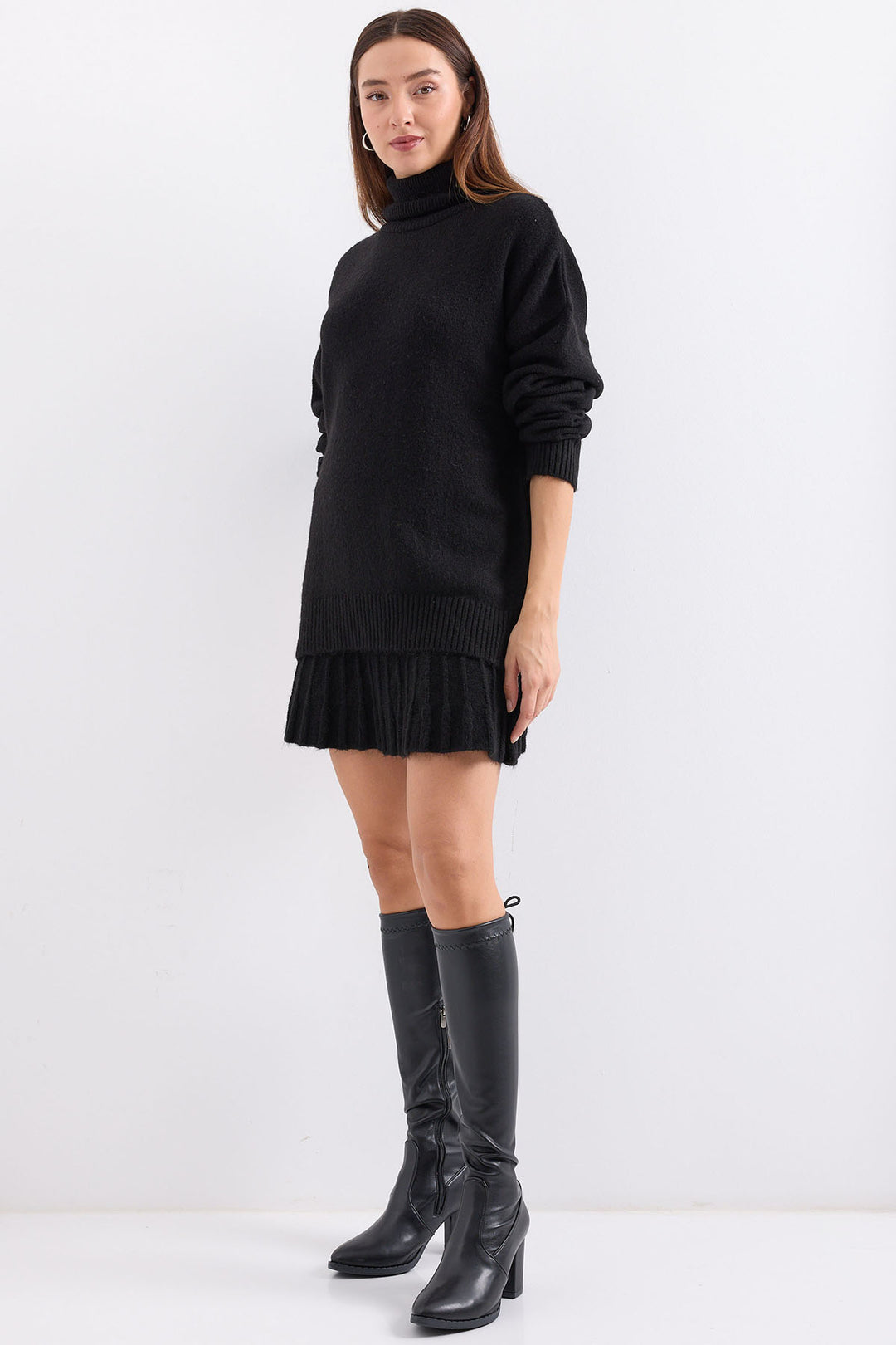 Bigdart 15891 Ensemble tricot jupe pull - Noir